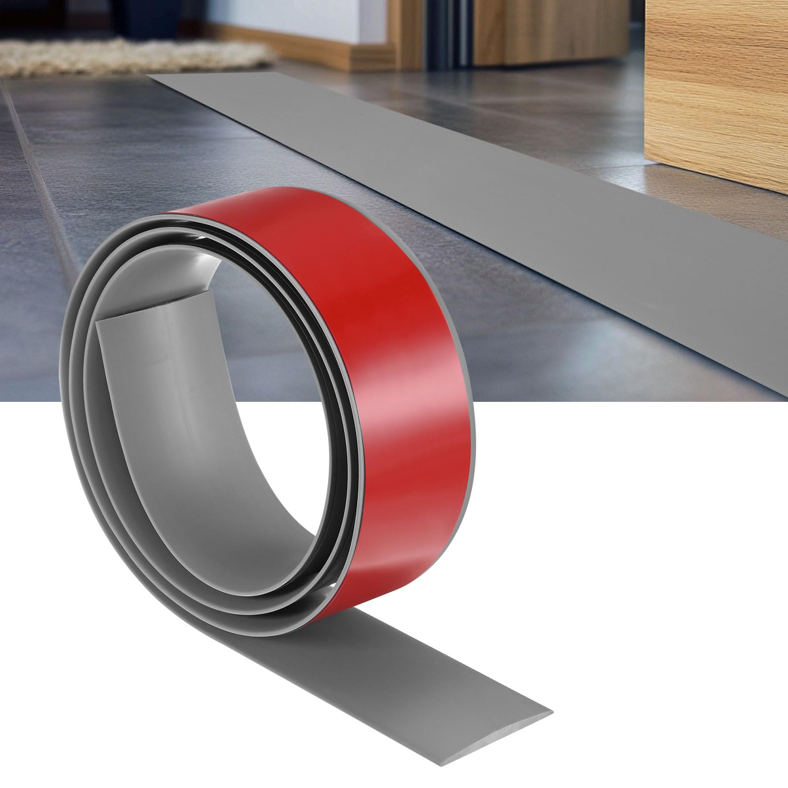 M METERXITY Floor Transition Strip Self Adhesive, 3.28FTx1.58Inch(1mx4cm) PVC Flat Divider Floor Transition for Joining Floor Gaps/Floor Tiles, Doorway Transition Strip [Grey]