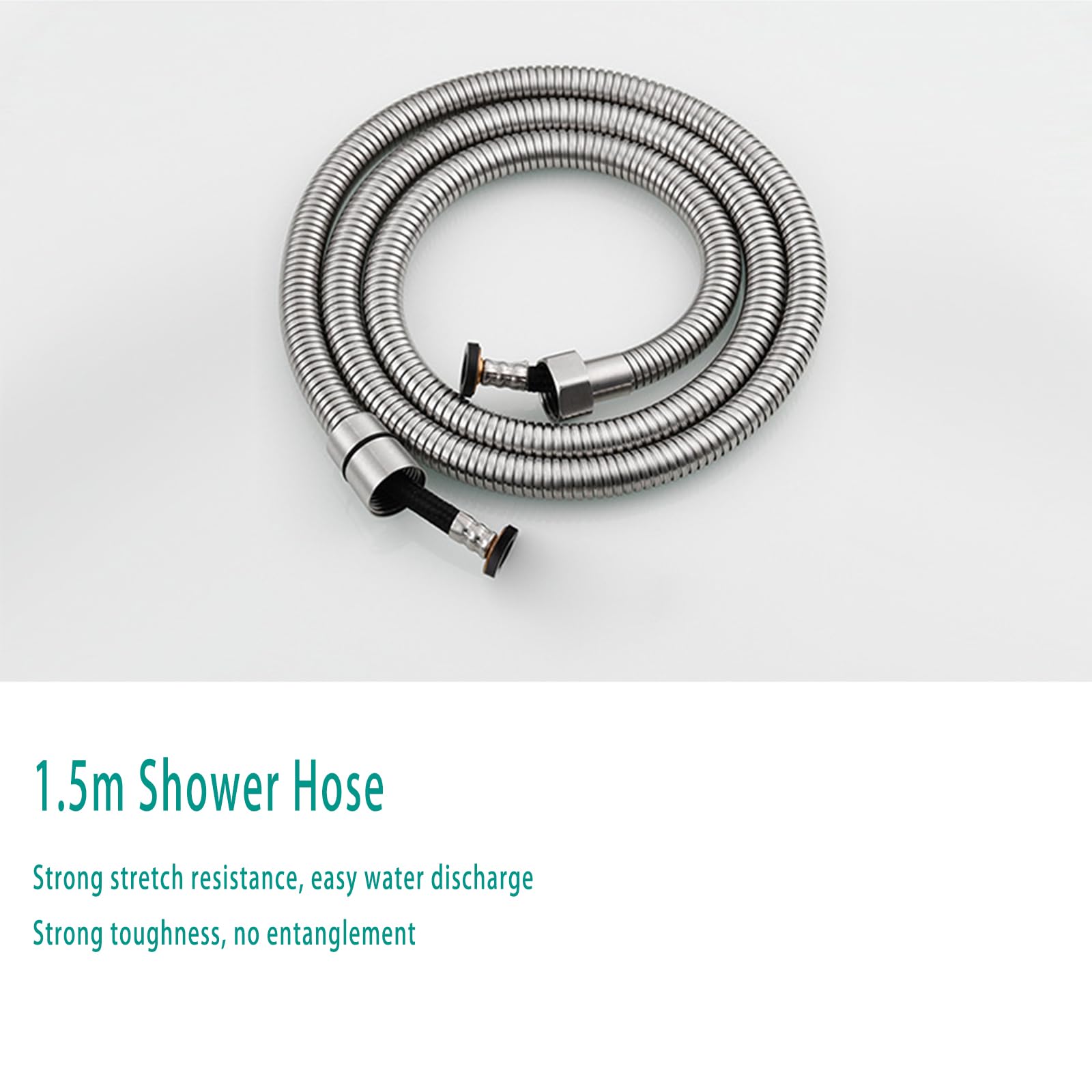 Cabezal de ducha de mano de acero inoxidable cepillado con manguera de 59 pulgadas, rociador de ducha de alta presión, soporte de pared ABS ajustable para máxima comodidad y versatilidad