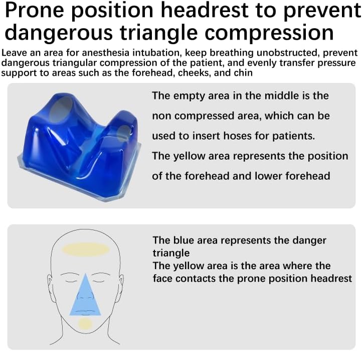 Medical Prone Position Headrest, Ergonomic Gel Face Cushion, 11x9.5x5.5 inches, Blue