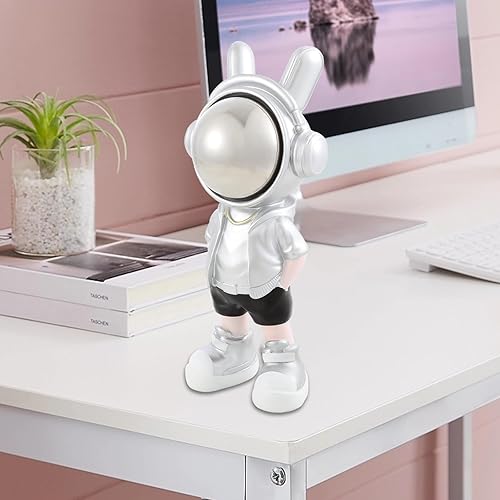 Miniatura 6 de Linda decoración de astronautas plateadas con trajes modernos, manos en bolsillos, esculturas de astronautas espaciales, decoración del hogar,