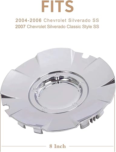 Miniatura 2 de Tapacubos centrales de 8 pulgadas para repuesto a presión cromada para Chevrolet Silverado SS Chevy Super Sport 2004-2007
