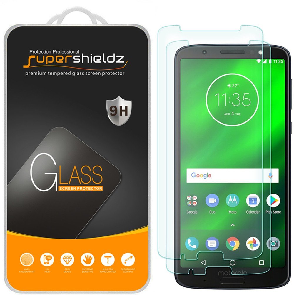 Supershieldz (2 Pack) Designed for Motorola (Moto G6 Plus) Tempered Glass Screen Protector, 0.33mm, Anti Scratch, Bubble Free