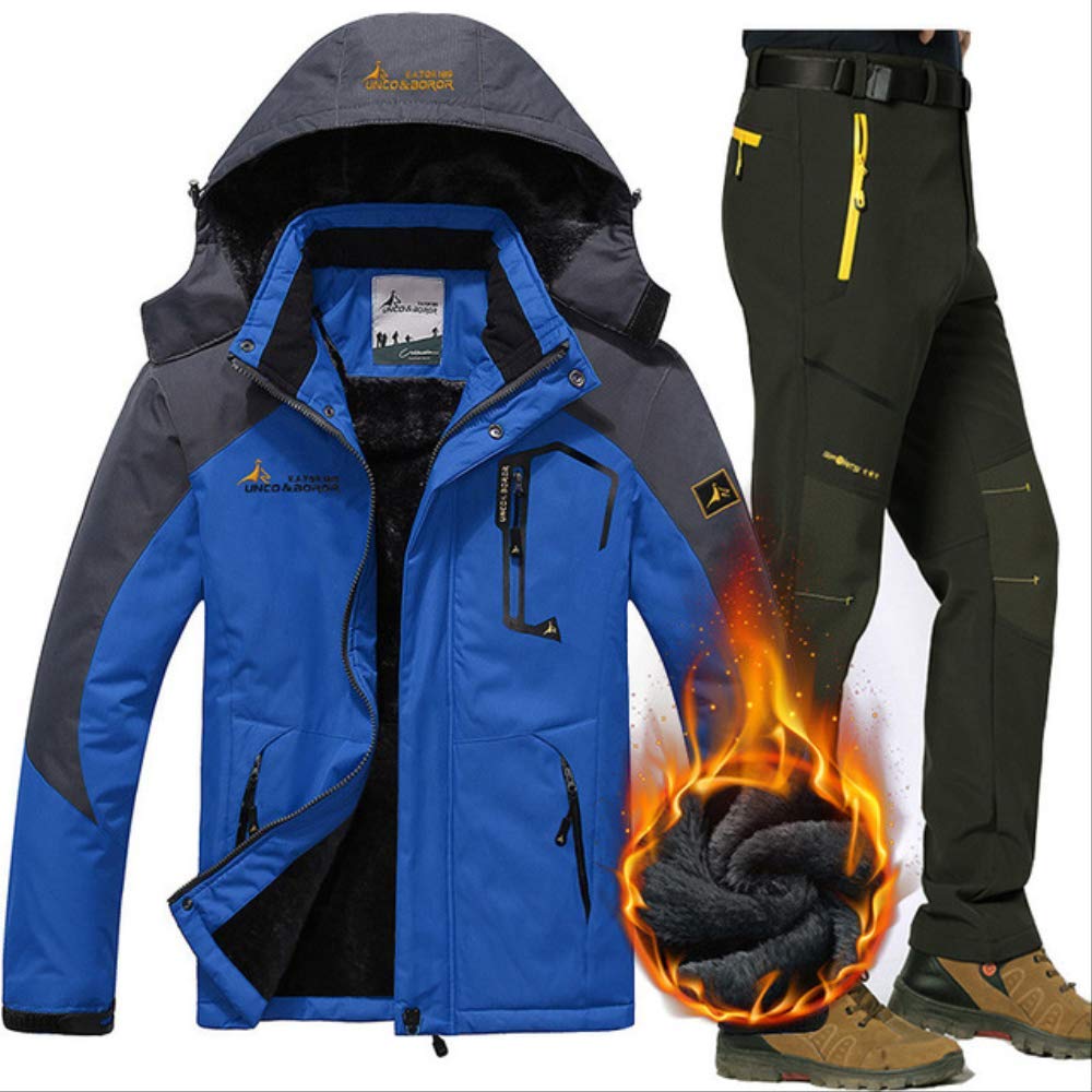 LJYNB Winter Ski Jacket suits Men Waterproof Fleece Snow Jacket Thermal Warm Coat Outdoor Mountain Skiing Snowboard Jacket Pants suits