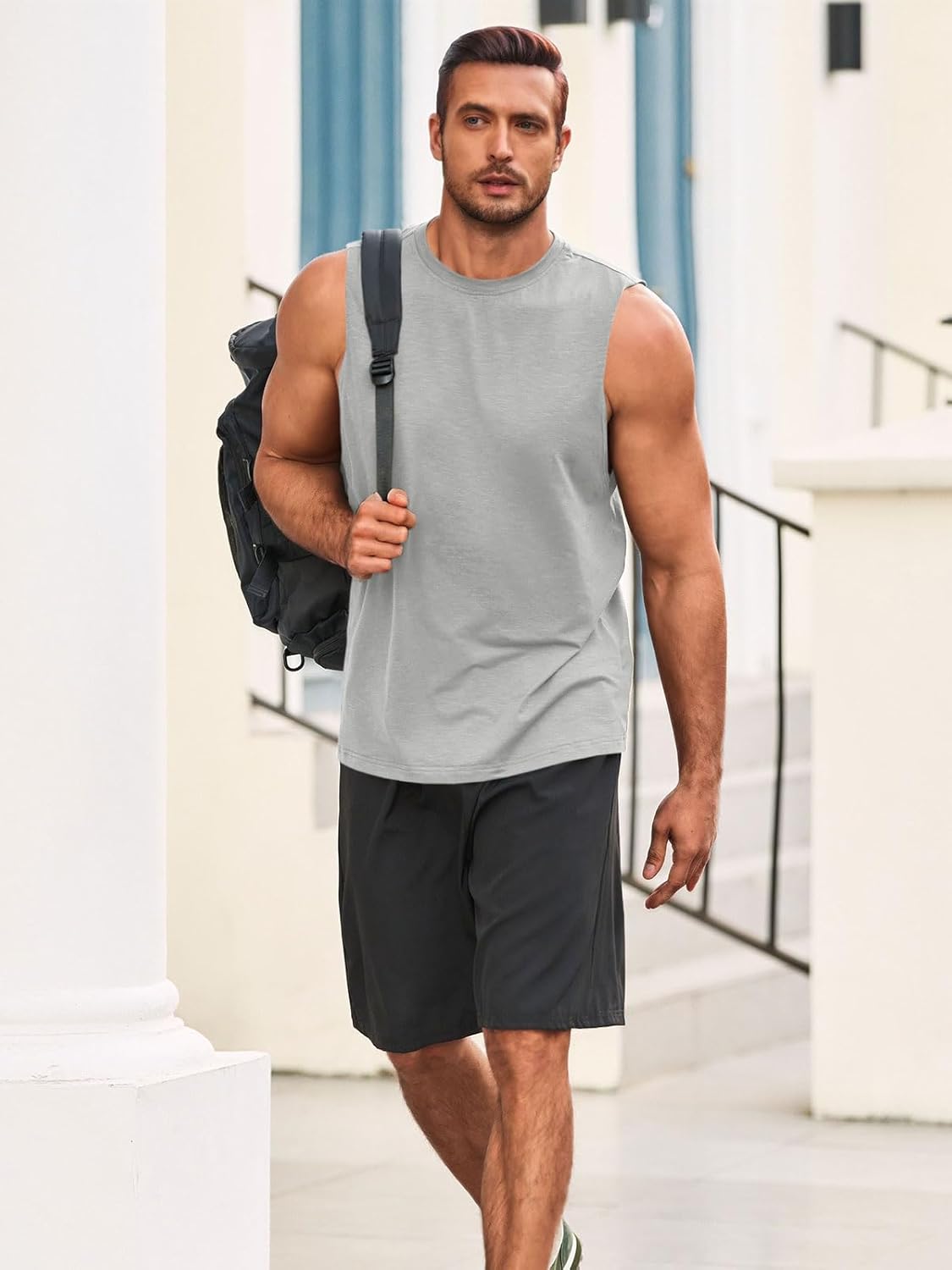 Runcati Mens Sleeveless Tank Tops Workout Athletic Muscle Shirt Casual Summer Beach T Shirts - Image 4