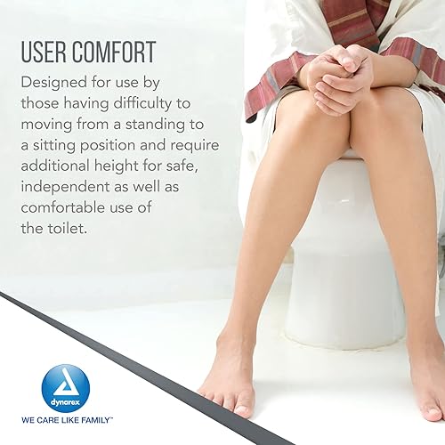 Miniatura 5 de Dynarex El asiento de inodoro elevado alargado sin brazos es un asiento elevado ligero que se utiliza con un inodoro alargado, proporciona una