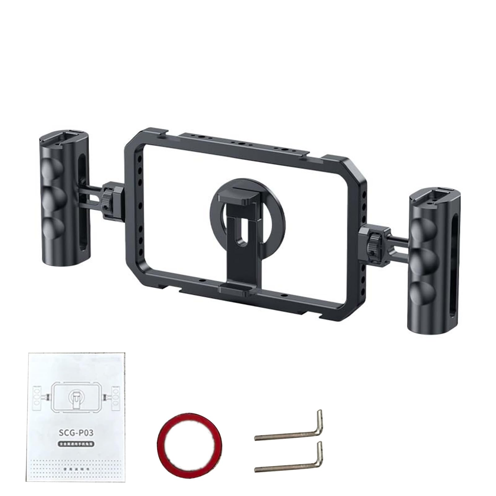 PUSOKEI Estabilizador de Vídeo para Teléfono de Aluminio de Doble Cara con Soportes de Zapata Fría para Transmisión en Vivo de Vlog Asas Duales Profesionales para Creadores de Contenido