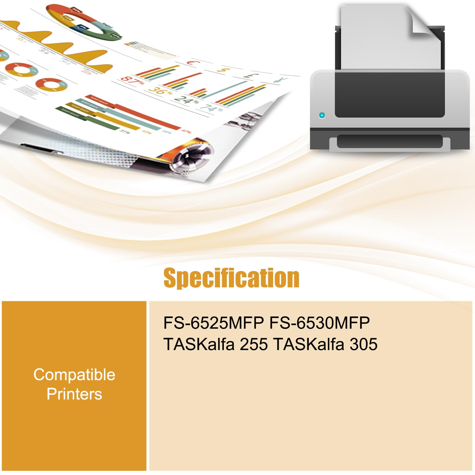 UVUMB FK-475U(110V) Fuser Unit Compatible for Kyocera FS-6525MFP FS-6530MFP TASKalfa 255 TASKalfa 305 Printers, with Chip, High Yield 400000 Pages, High-Definition Printing (2 Set)