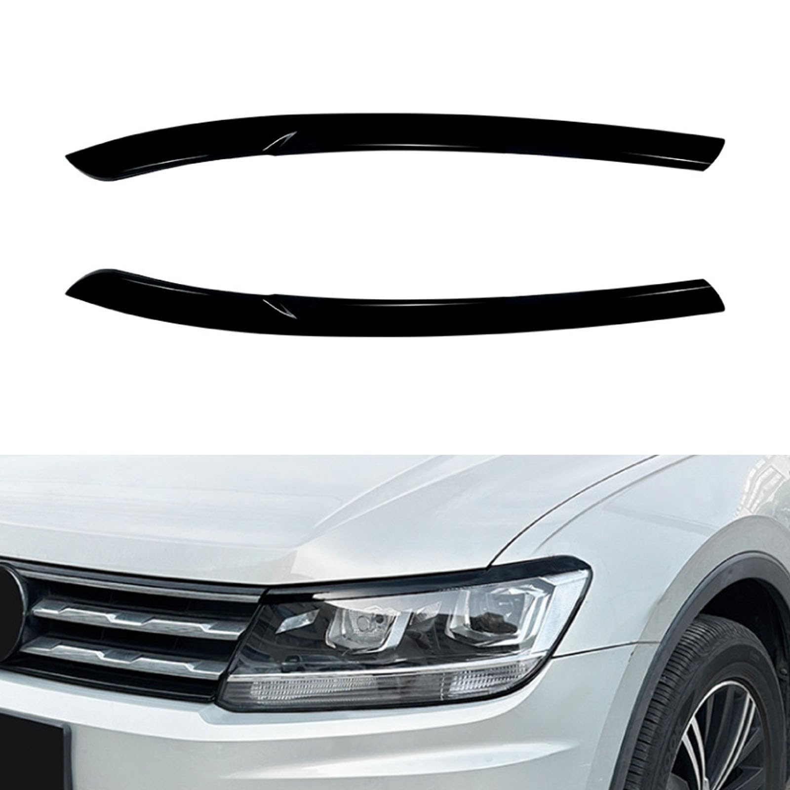 YPFYBHD Compatible with VW Tiguan MK2 2017-2020, 1 Pair Car Headlight Eyebrow Eyelid Lamp Car Evil Eye Car Sticker Exterior Accessories Modification,Black