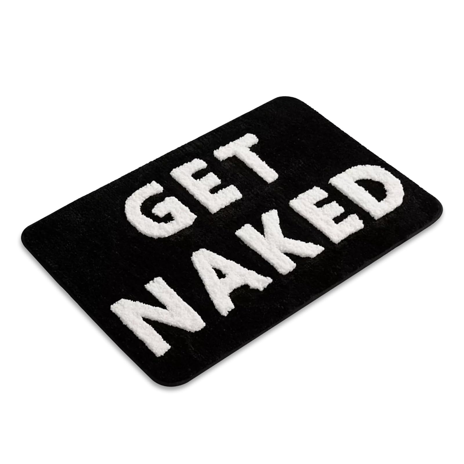 Alfombra de baño, antideslizante, lavable, suave, divertida, bonita alfombra de baño, alfombrilla de baño, absorbente, 40 x 60 cm (blanco y negro)