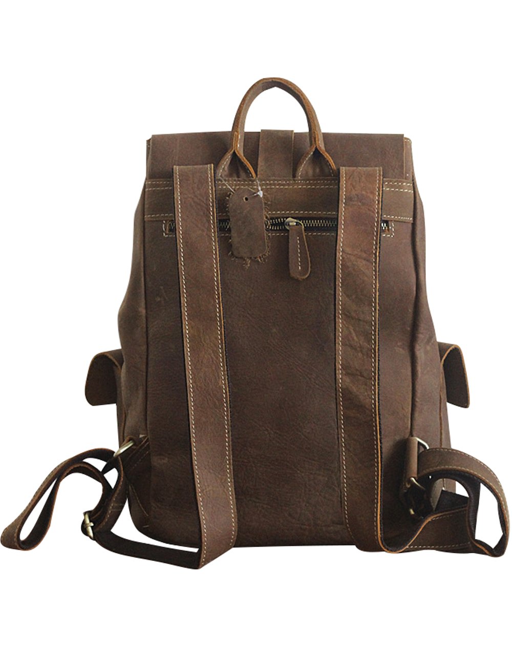 Youlee Hombres Cuero Intemperie Ocio Viajar Mochila Estilo 3 Marrón