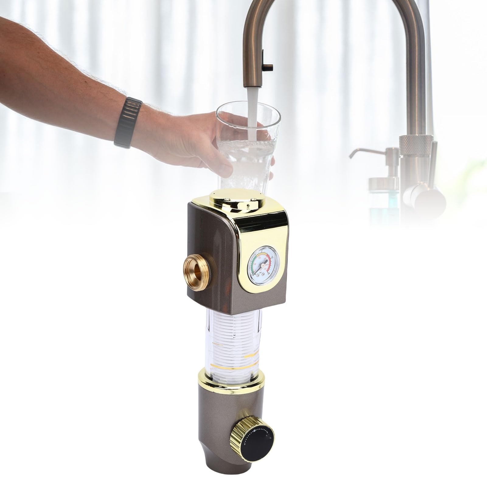Filtre à sédiments de lavage à contre-courant à haut débit pour la maison, précision de 40 μm, joint droit de 3/4 pouces