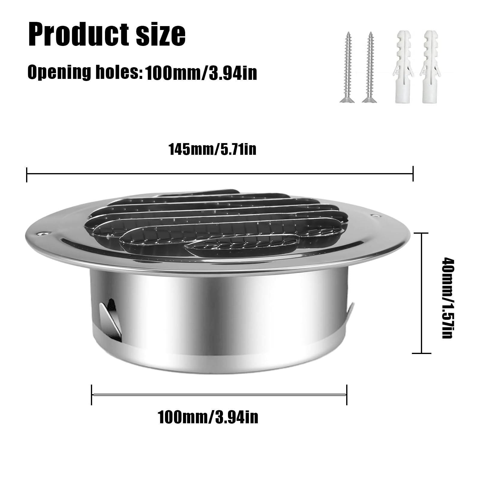 COPERTURA VENTILAZIONE GRIGLIA Rotonda In Acciaio Inox 304, Uscita - Foto 11