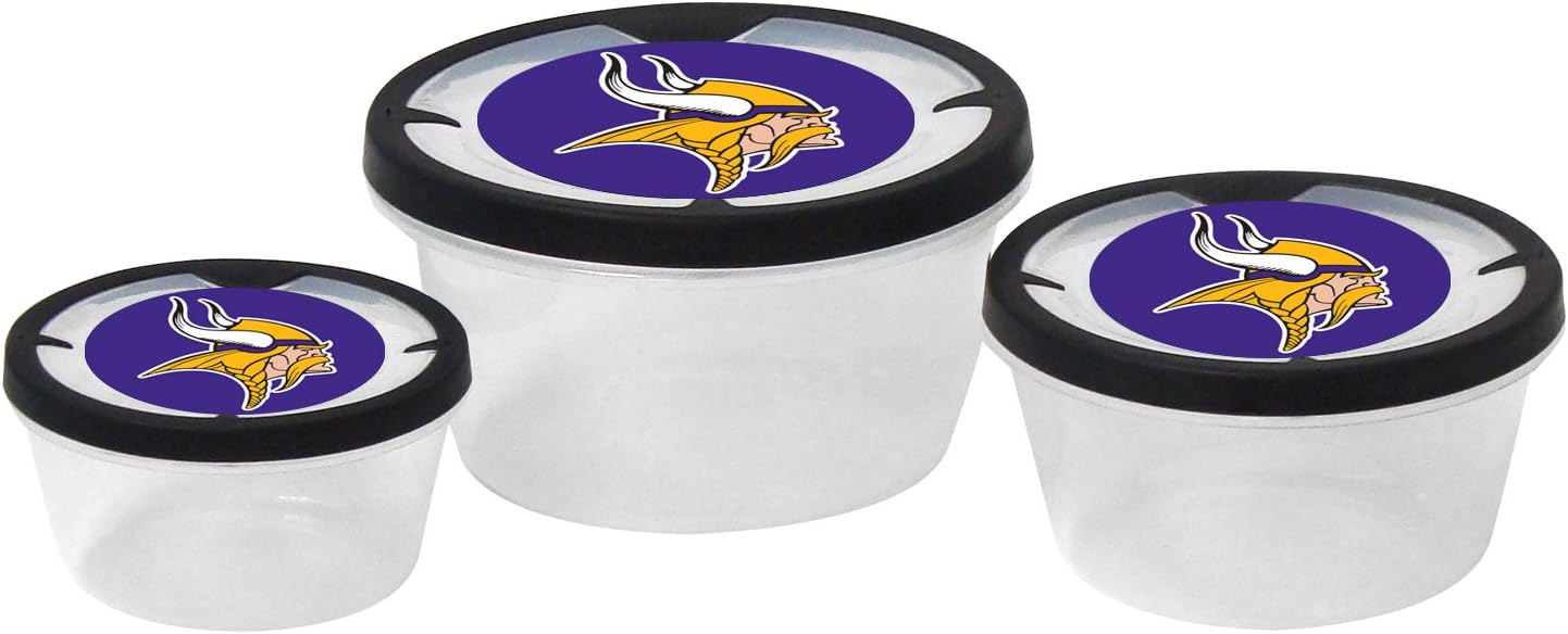 NFL Minnesota Vikings Round Plastic Storage Containers (3