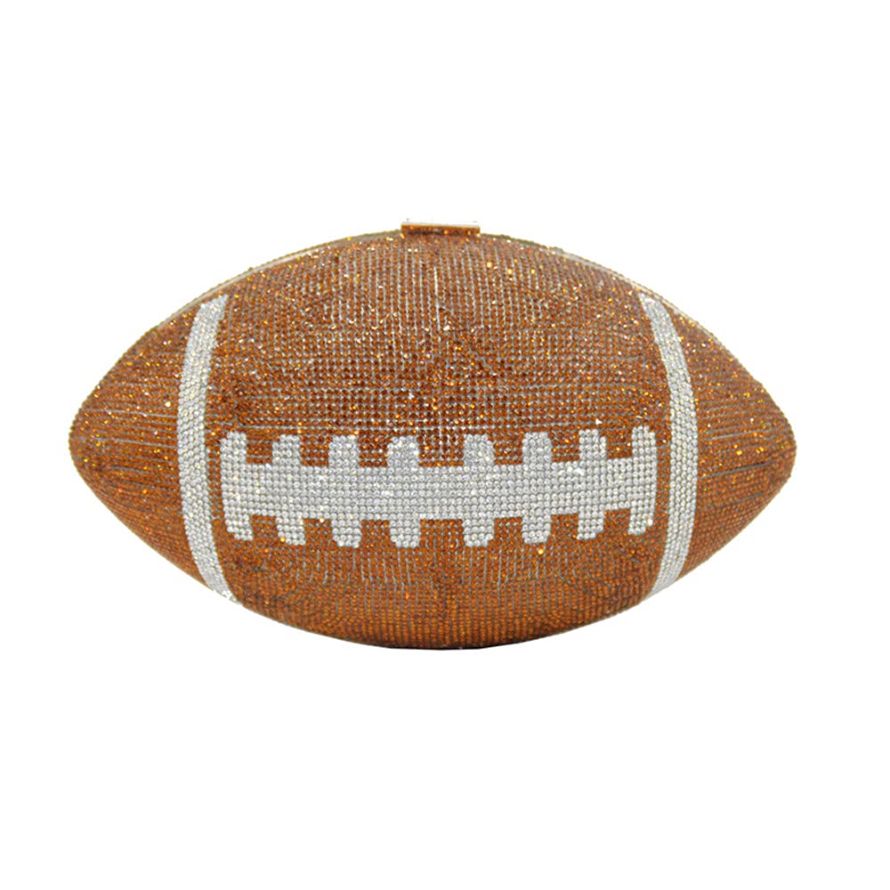 Womens Rhinestone Football Shaped Handbag Shiny Diamond Purses Chain  Shoulder Evening Bag Wedding Banquet