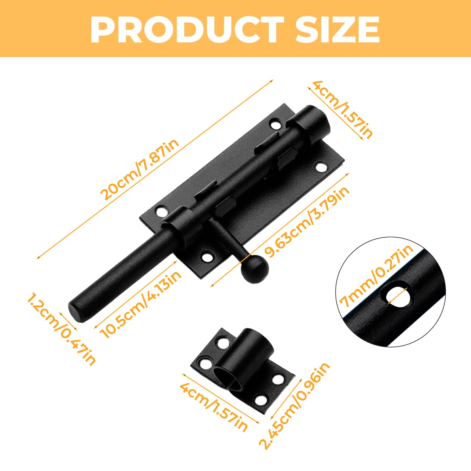 Thickened Gate Latch, 304 Stainless Steel Gate Lock, 8” 12 Door Latch with Lock Hole Pin - Image 2