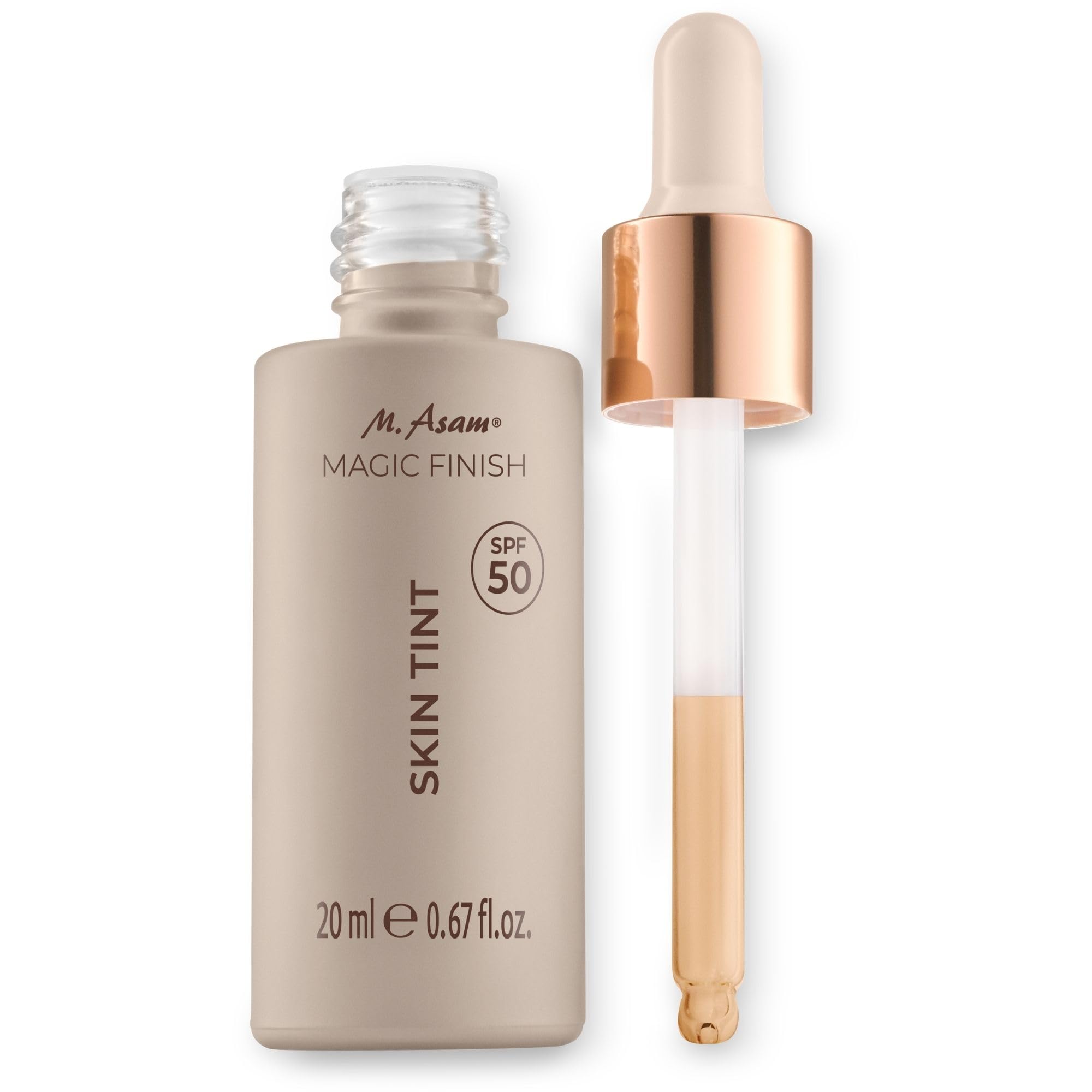 M.Asam Magic Finish SKIN TINT Soft Ivory LSF 50 (20ml), Flüssige Foundation mit Lichtschutzfaktor, Make Up für das Gesicht mit Vitamin C, Leichte Deckkraft, Natürliches Glow Finish.