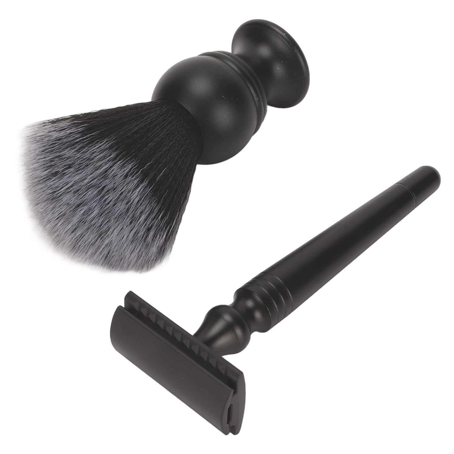 3Pcs Trimming Brush Set for Men, Black Beard Care Kit, Safety Trimming Blade Brushes with Stand Holder, Stainless Steel Trimmer Brush Set for Most, Gift for