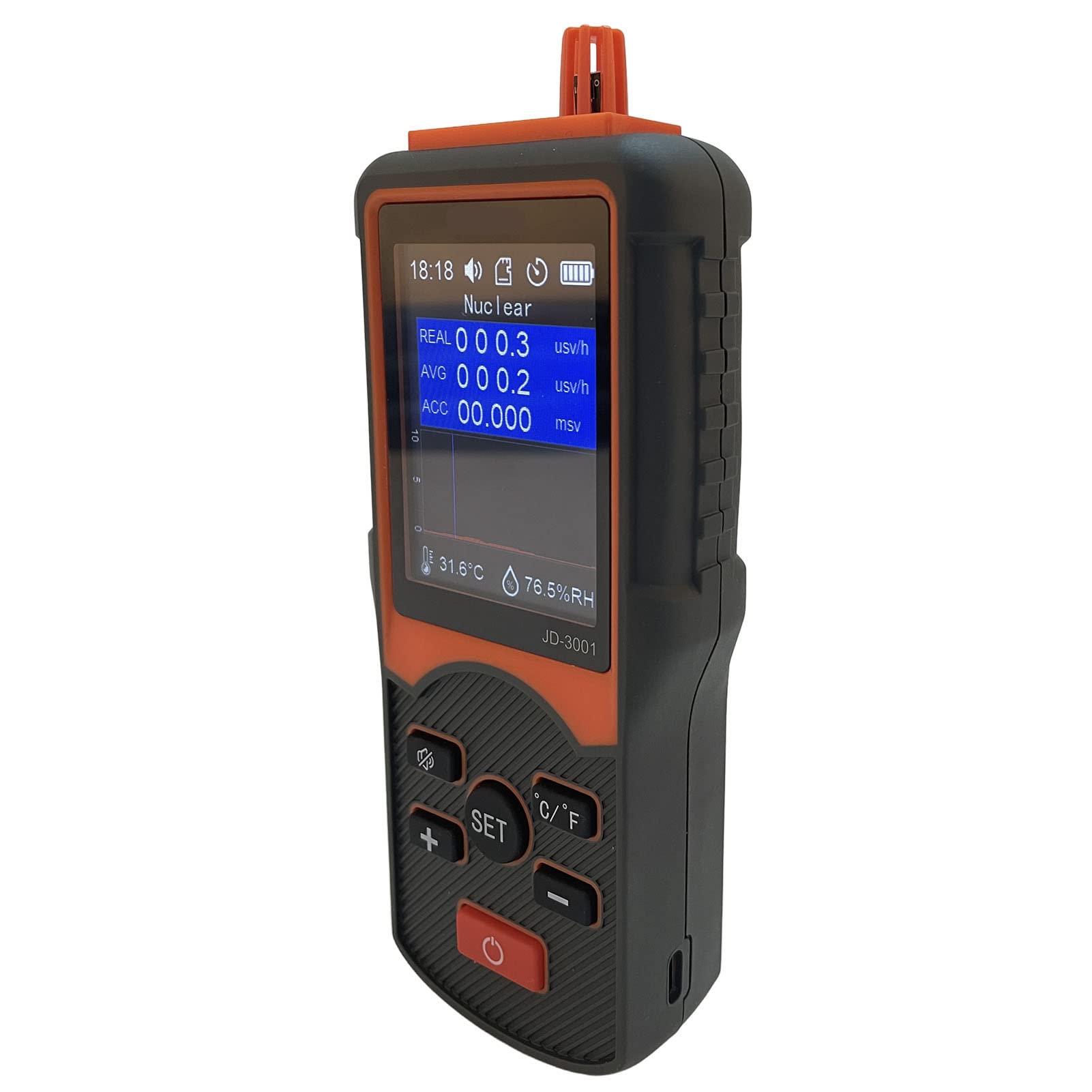 Nuklearer Strahlungsdetektor JD 3001 Geigerzähler-Monitor, Tragbarer Elektromagnetischer Strahlungstester, Echtzeitüberwachung, Digitales Erkennungsmessgerät, Tragbares Dosimeter, Elektromagnetischer
