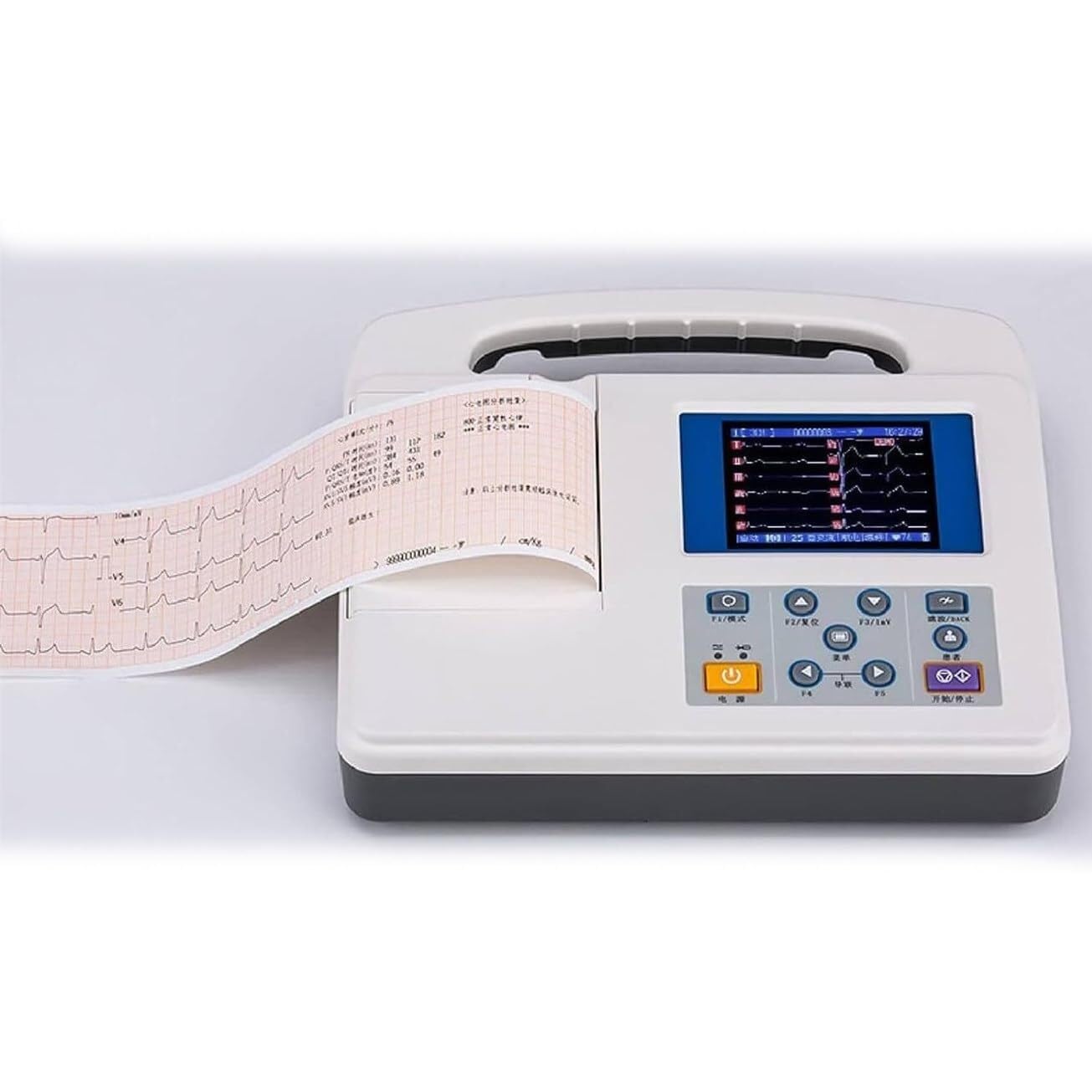 Apparecchio ECG portatile - Monitor cardiaco mobile, elettrocardiografo LCD a colori a 12 derivazioni e 3 canali, monitor ECG digitale con carta da stampa for uso domestico
