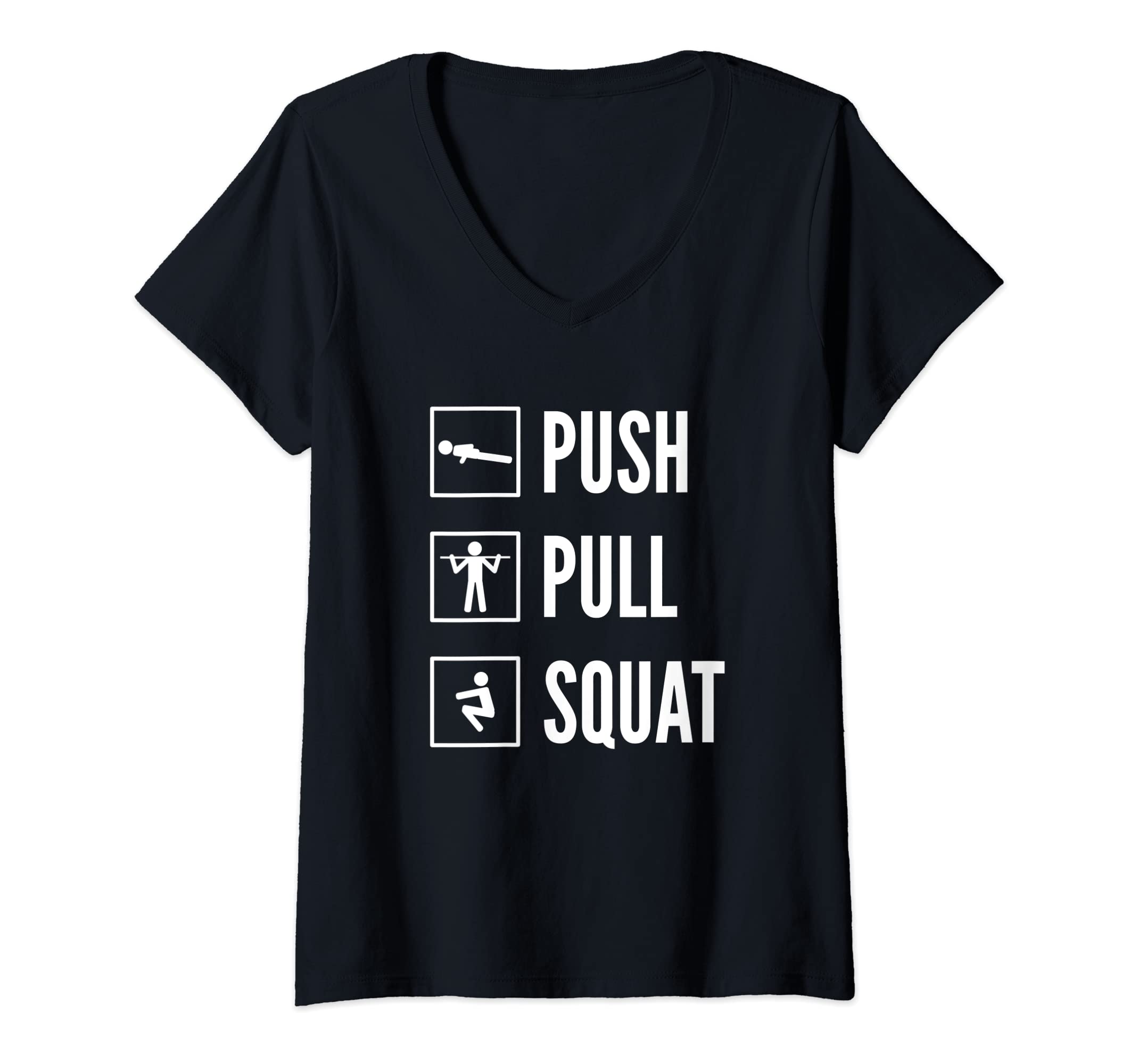 Womens PUSH PULL SQUAT Calisthenics & Bodyweight Training Design V-Neck T-Shirt