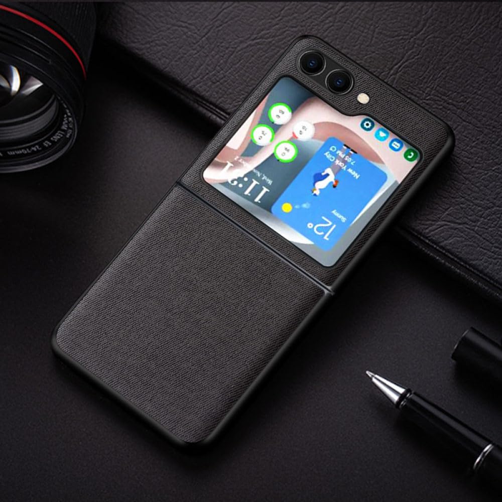 Etui do Samsung Galaxy Z Flip5 3 flip4 funda Tekstylny skórzany pokrowiec na telefon do Samsung Galaxy Z Flip 5, ciemnoszary, do Flip 3 5G