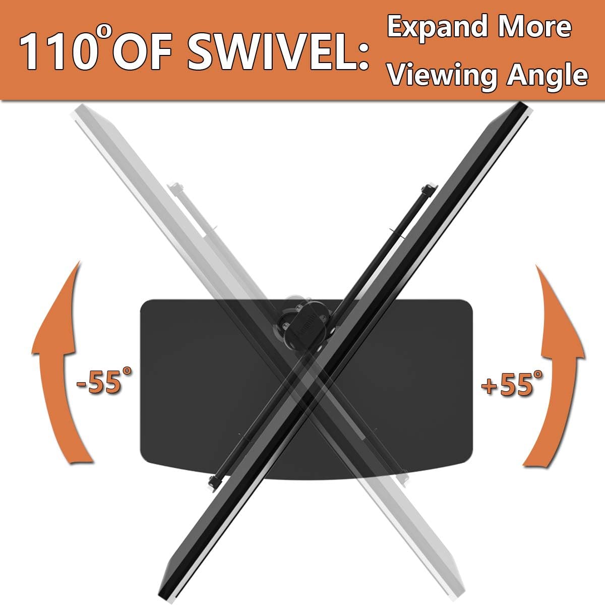 Universal Swivel TV Stand/Base Table Top TV Stand 40 to 86 inch TVs 110 Degree Swivel, 5 Level Height Adjustable, Heavy Duty Tempered Glass Base, Holds up to 132lbs Screens, HT04B-003 : Electronics