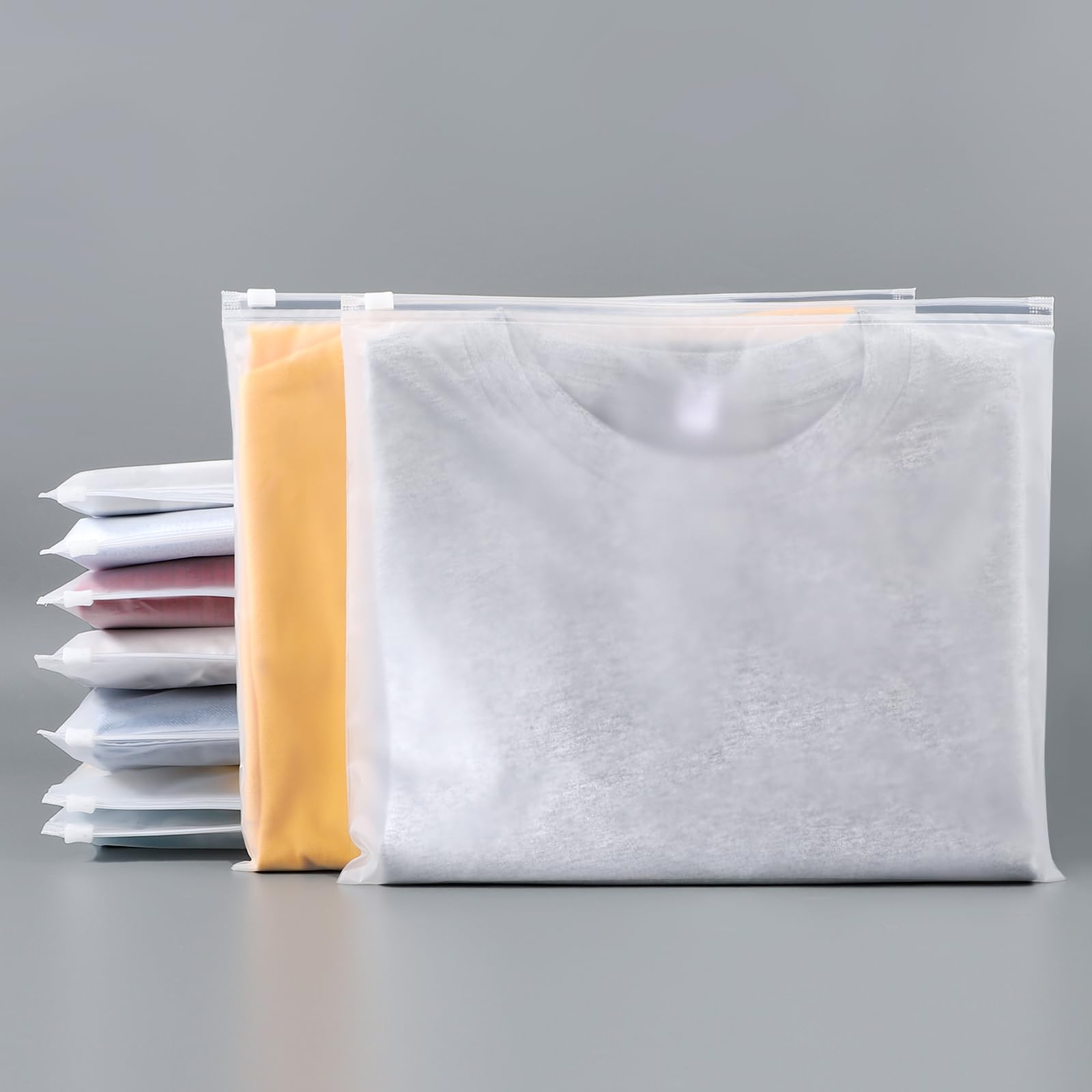 Svaldo Frosted Ziplock Bags, 50Pcs 30 * 25cm Sealable Plastic Bags for Clothes, Reusable and Moth Proof, Hospital Maternity Organiser Bags (Without Vent Holes)