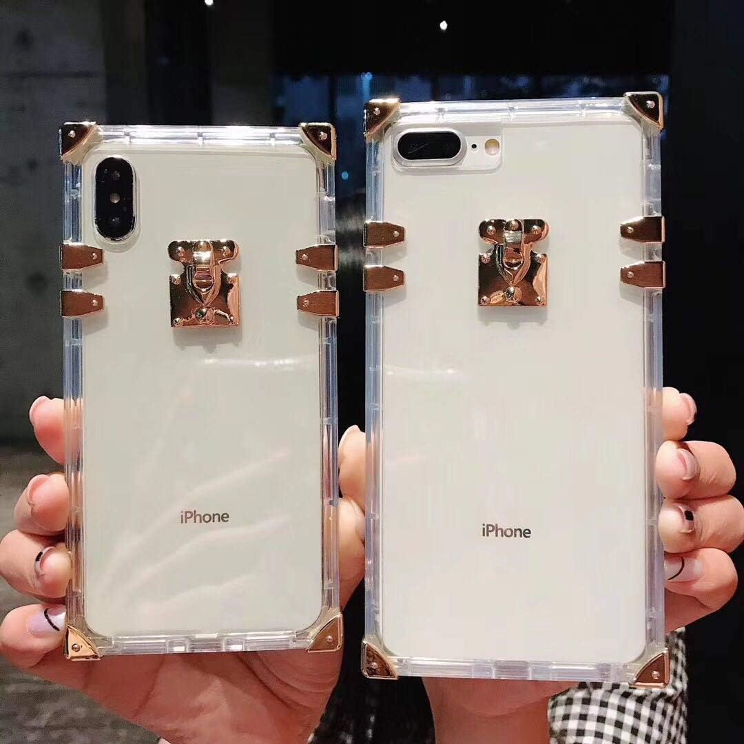 Crystal Clear Square Case for iPhone 6/6 Plus/iPhone 7/7 Plus/iPhone 8/8 Plus/iPhone X/Xs/XR/Xs Max Fashion Soft Cover Flexible TPU Shockproof Trunk Case (iPhone 7 Plus/ 8 Plus)