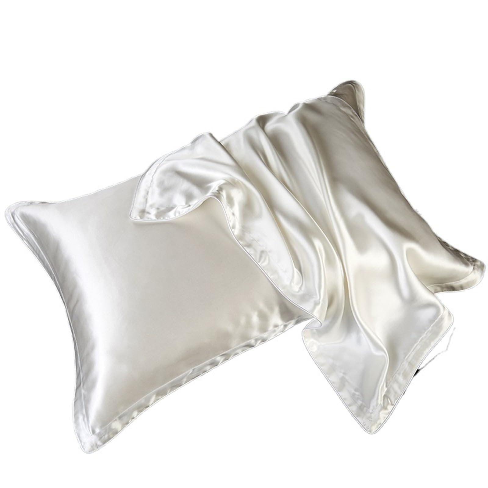 Funda almohada seda Fundas de almohada de seda Funda de almohada de seda morera for cabello y piel: parte delantera de seda pura y parte trasera de fibra de lyocell transpirable, 1 paquete(White,48x74