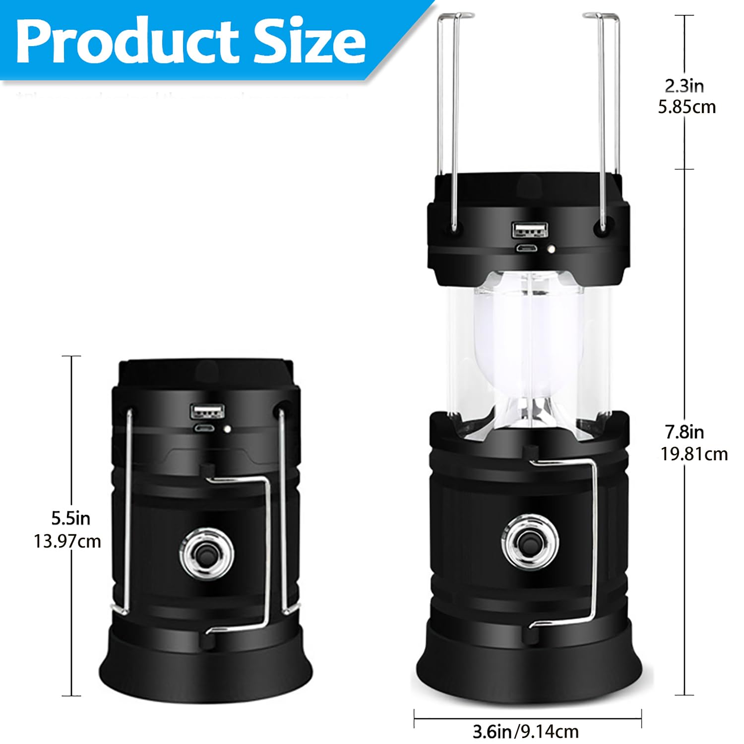 Oplaadbare lantaarn op zonne-energie - USB-kampeerlantaarn LED