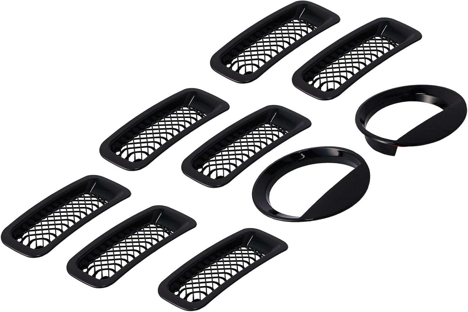 Front Grille, Car Front Mesh Grille Inserts Headlight Trim Rings Kit Decoration Fit for 2011-2016