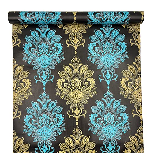 Yifely Yellow Damask Furniture Paper Pre-Pasted Shelf Liner Dresser Drawer Covering Mat 17.7 Inch By 9.8 Feet #TOP3