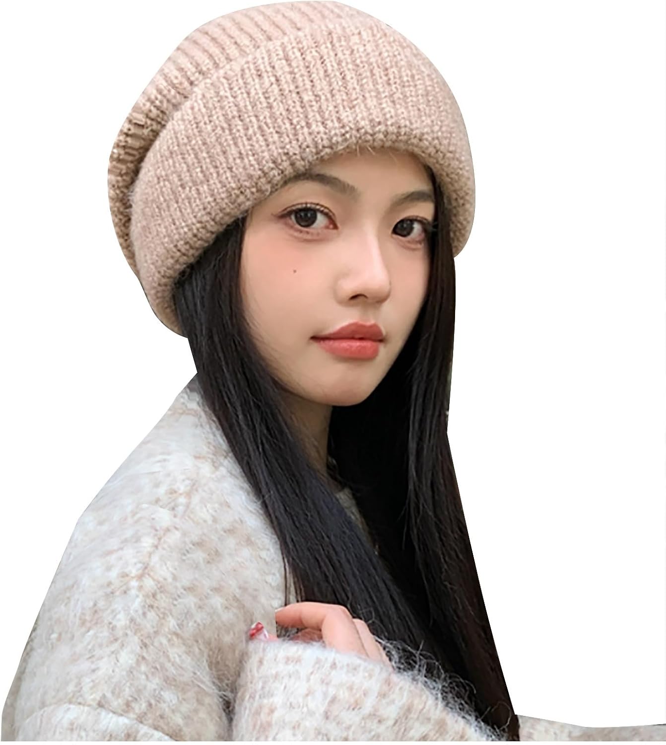 Winter Hats for Women Warm Beanies Soft Cable Knit Beanie Skull Cap Solid Casual Loose Fit Caps Outdoor Comfy Hat