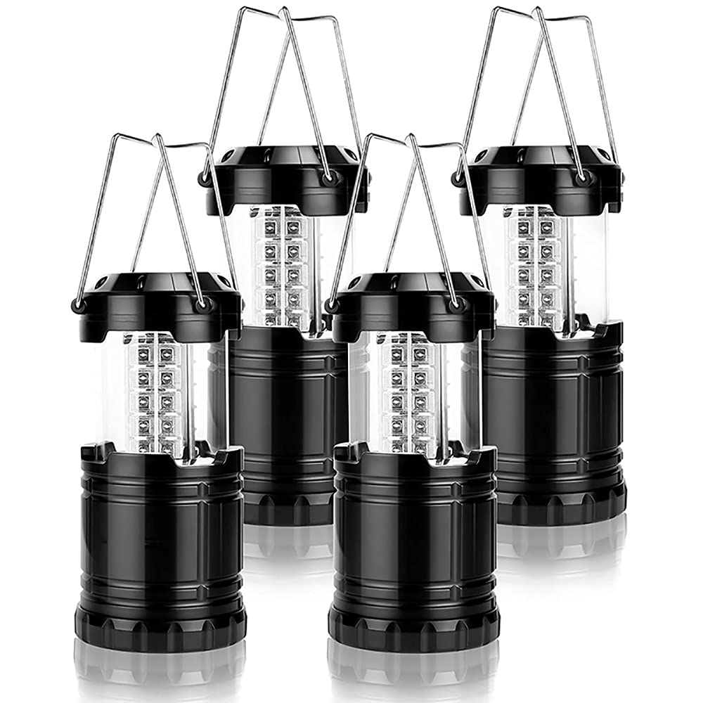 4 Pack Lámpara Camping LED,Plegable con Lmanes y Gancho, Linterna Portátil a Pilas Ldeal para Aventuras, Acampadas, Pesca, Senderismo etc