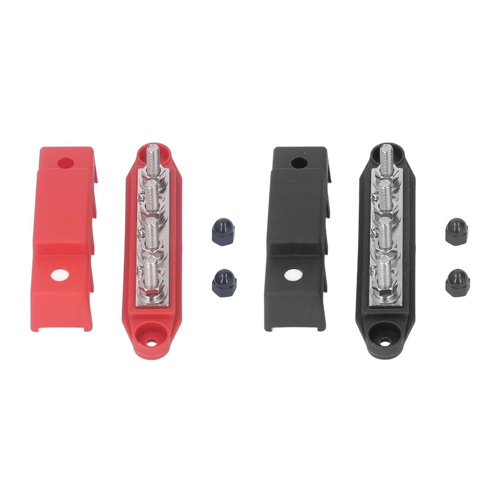 2Pcs DC 12V-48V 250A Bus Bar Terminal Batterie Power Verteilung Block Mit Abdeckung M8 Schraube 4 for Automobil Boot RV Lkw für Auto Marine RV Wohnmobil Lkw Elektrik System