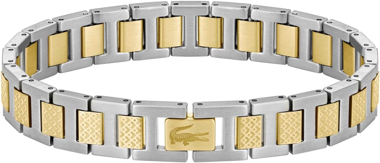 Lacoste Metropole Bracelet – Unisex H-Link with Crocodile Clasp – Adjustable Polished Finish Accessory