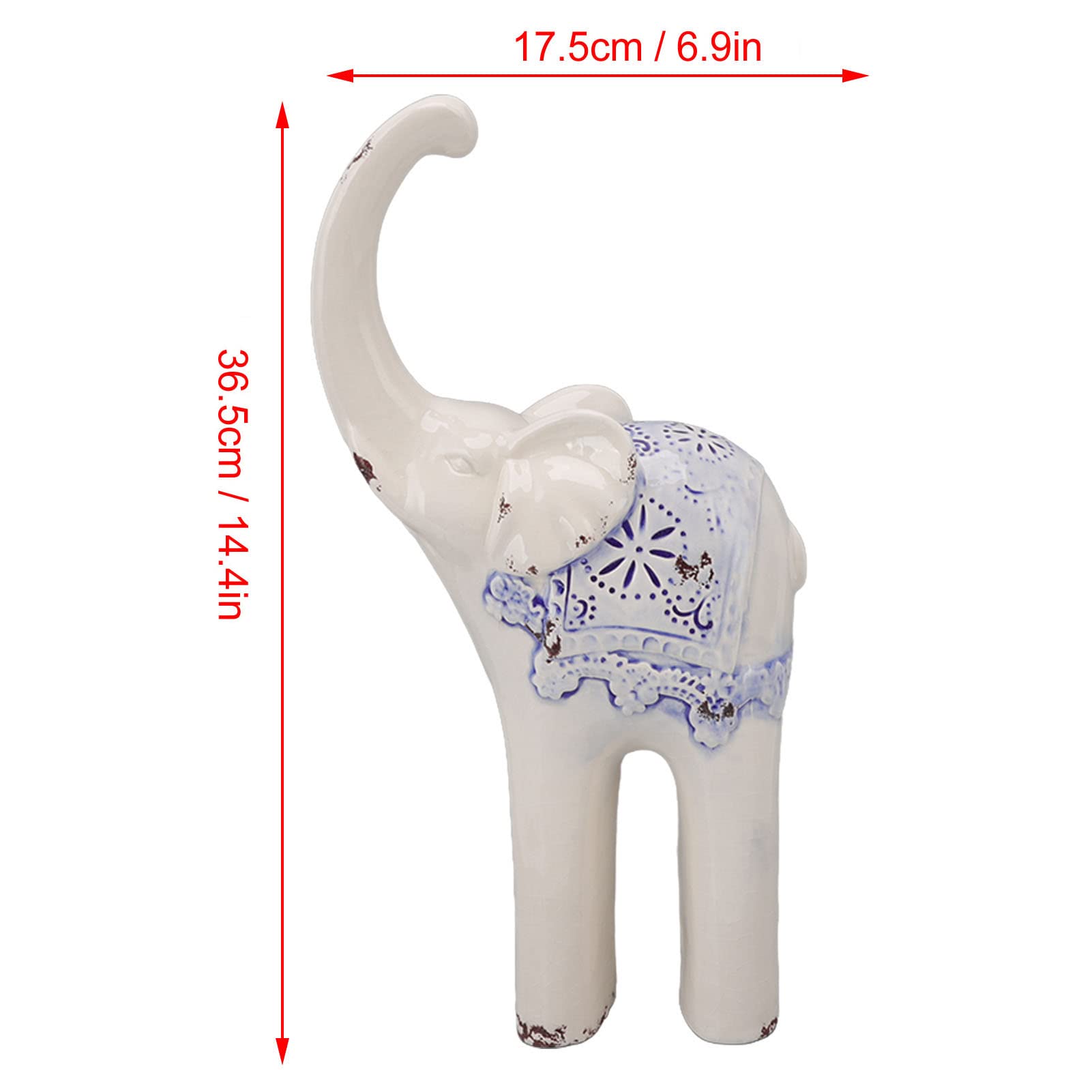 Decorazione in Ceramica con Elefante, Scultura in Ceramica Moderna Rotonda E Scivolosa, Figurine di Animali, Ornamenti per Soggiorno, Libreria per Ufficio(Large)
