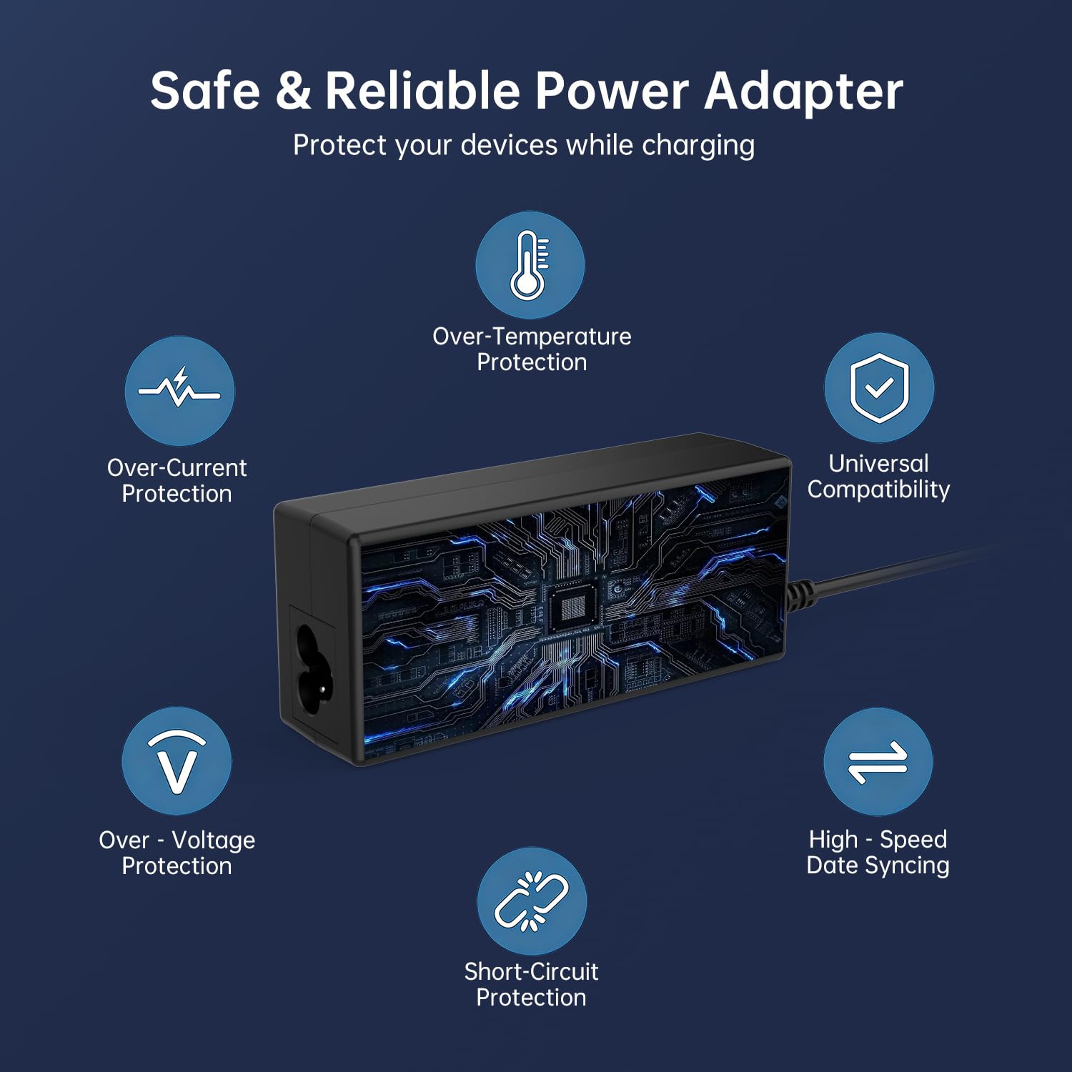 65W 19V 3.42A Power Adapter for HP Pavilion Monitors, Compatible with 24f 24fw 24fh 24ea 24es 24er 22f 22fw 27f 27fw 24mh 27mh 22cwa 22xw 27xw 25xw, 5.5x2.5mm Yellow Right-Angle Plug, UK Plug — view 5