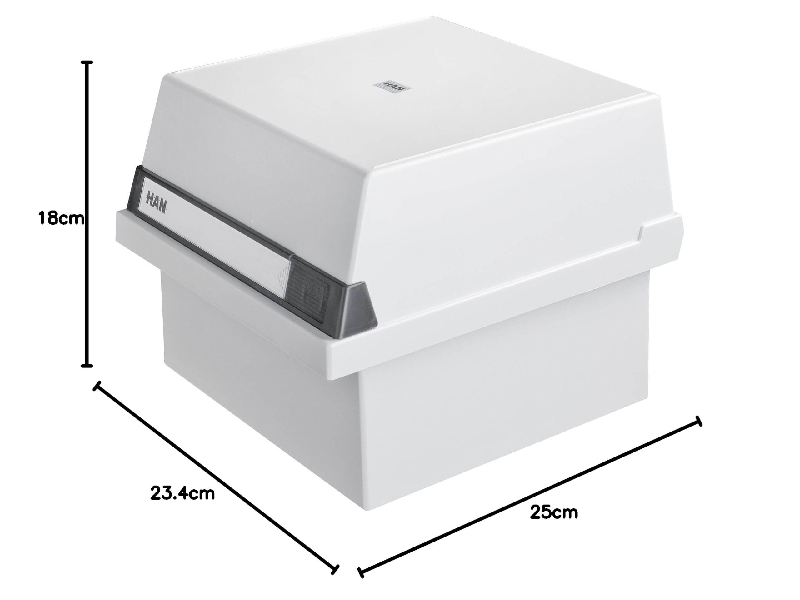 Han 965-11 - Cajón para tarjetas (capacidad para 800 tarjetas, tamaño A5 horizontal, 235 x 190 x 250 mm), color gris