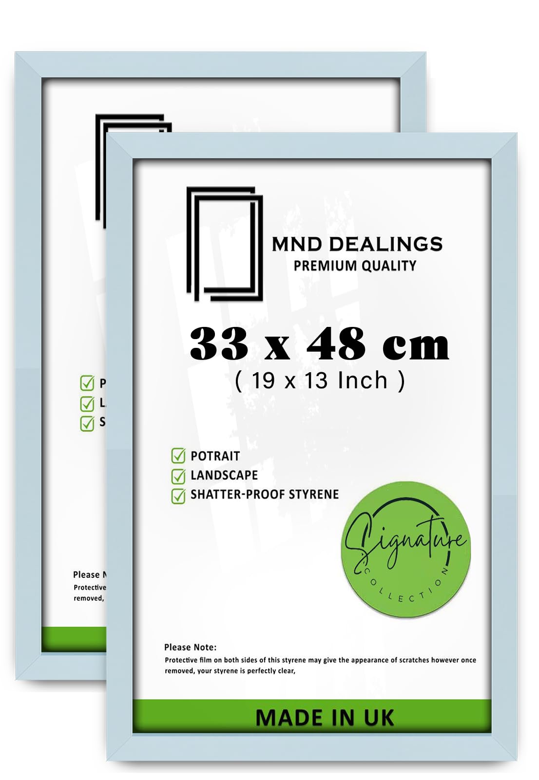MND Dealings pack of 2 MDF Picture Frame (33 x 48 CM) Ideal for Art, Posters & Certificates, Wall Gallery & Home Décor, 13 Ready to Hang for Instant Display [ Light Grey ]
