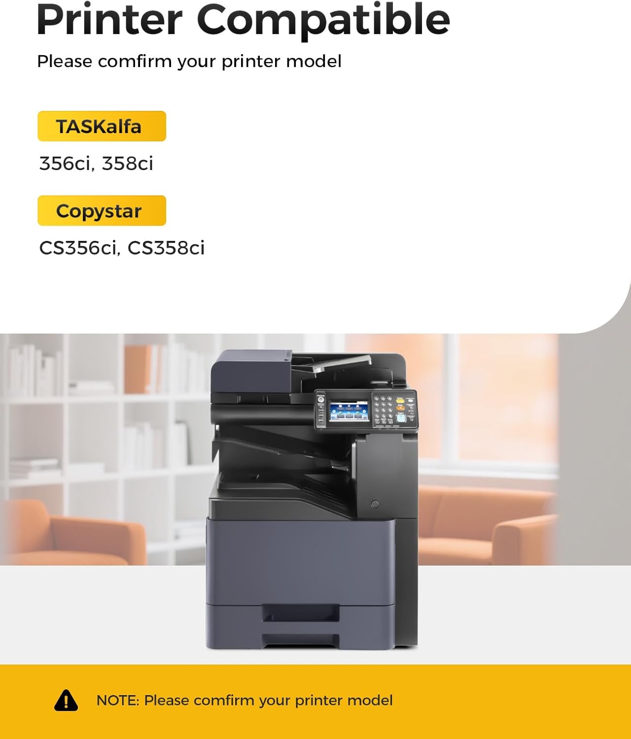 TK-5207 TK5207 Toner Cartridge Replacement for Kyocera TK-5207K TK-5207C TK-5207M TK-5207Y Toner Compatible with Kyocera TASKalfa 356ci 358ci Copystar CS356ci CS358ci Printer Ink (4-Pack, BK/C/M/Y)