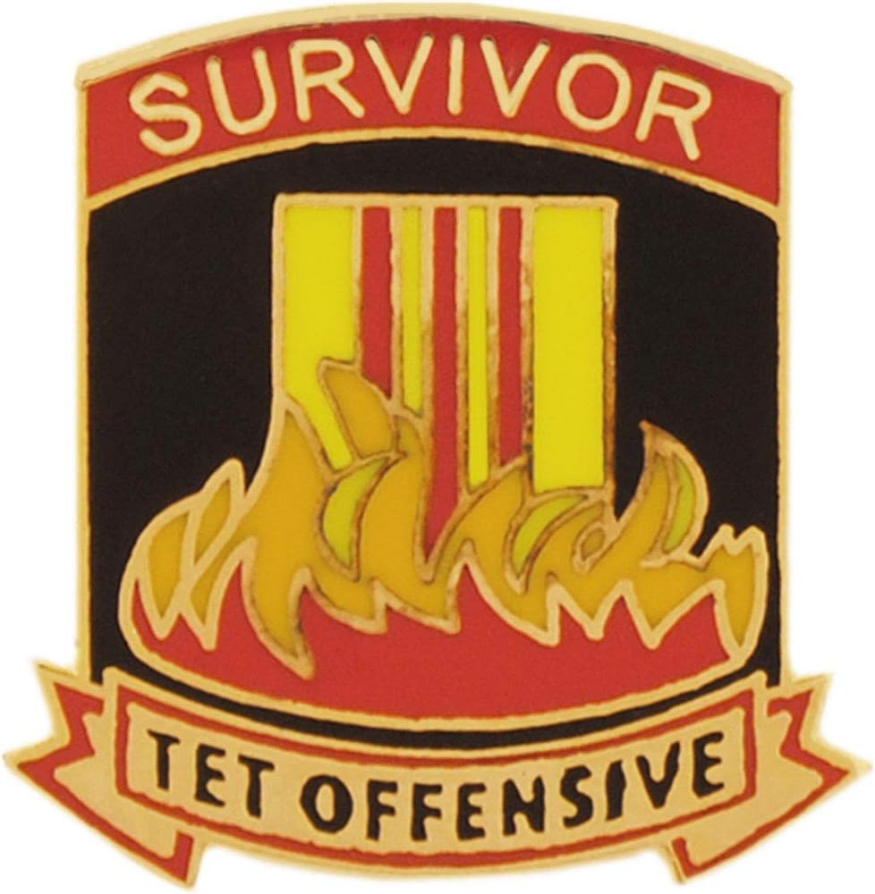 United States Military Vietnam Veteran Survivor Tet Offensive 1" Lapel Pin