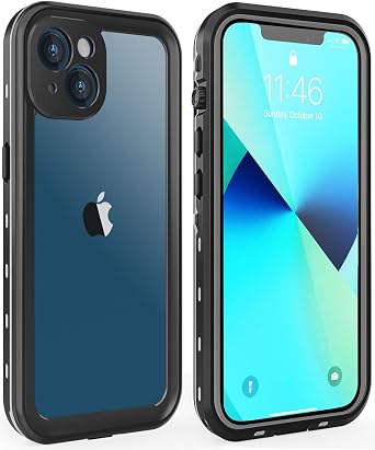 for iPhone 13 Case Waterproof Shockproof Dustproof Full-Body Sturdy with Camera Lens Protector and Built-in Screen Protector,Underwater Full Sealed Cover Protective for iPhone 13Black