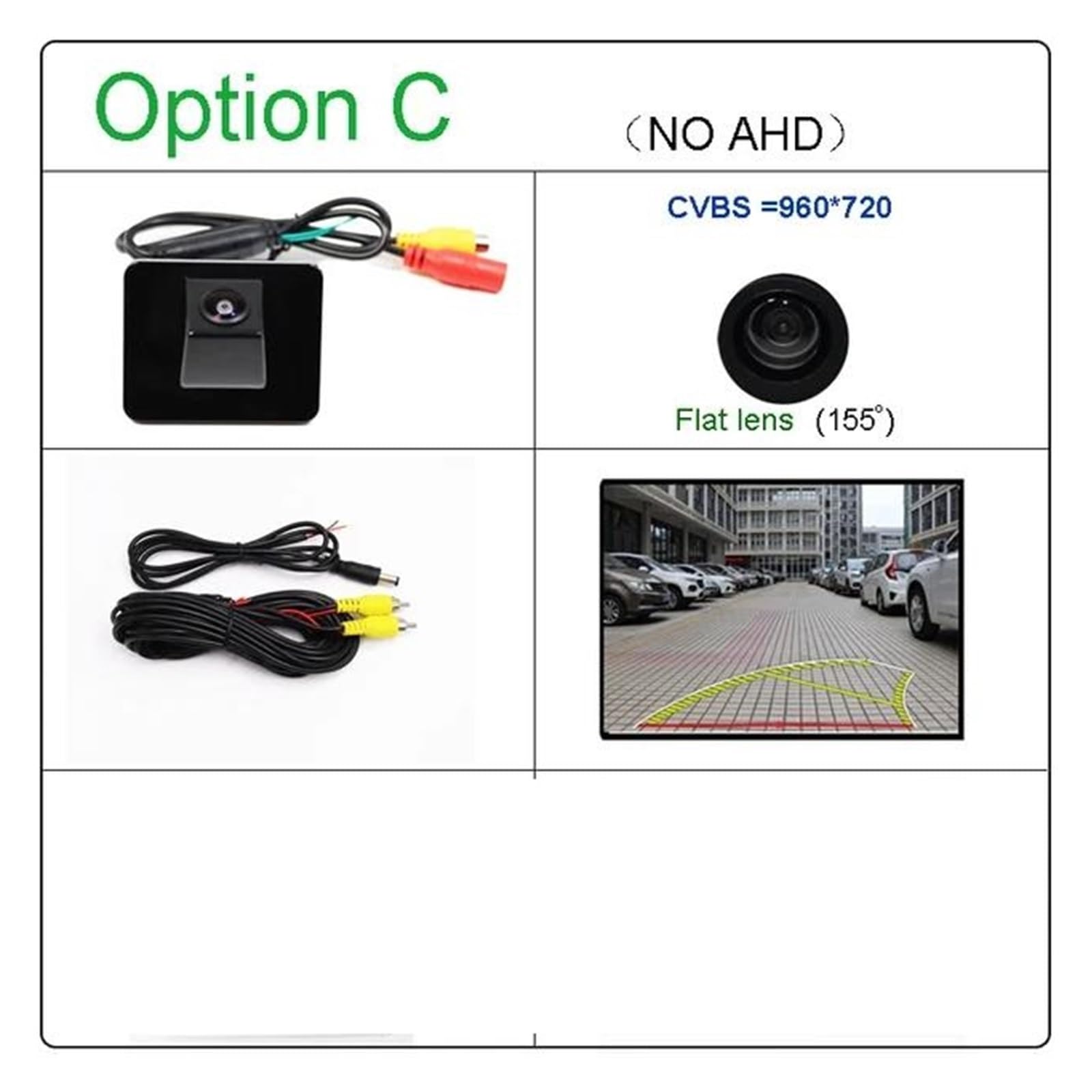 Marcha Atrás Cámara Cámara de visión Trasera para Coche, para KIA K5 para Optima 2010-2015, AHD, 180 Grados, 1920 x 1080P, visión Nocturna(Option C)