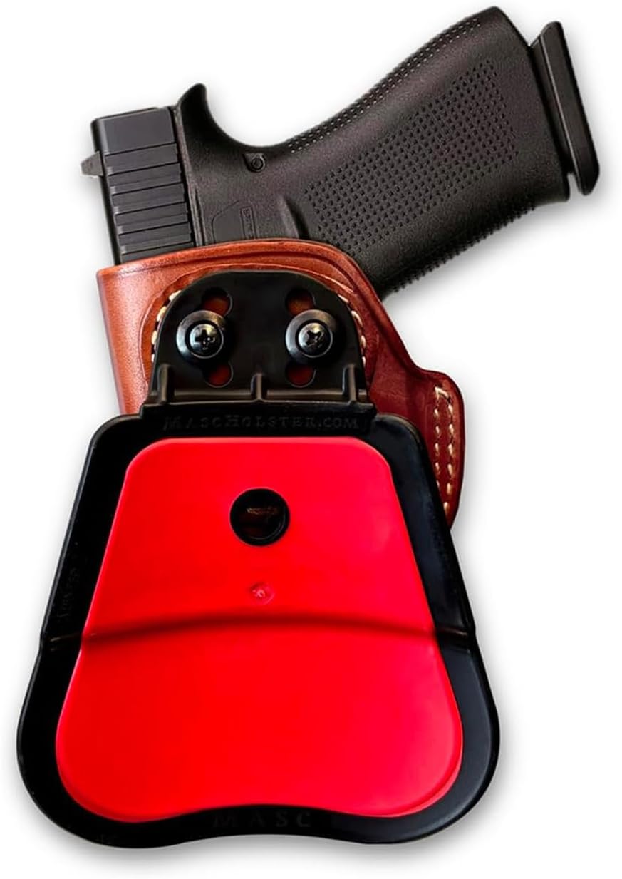 Masc Premium Leather Paddle Holster Open Top for G43X MOS Subcompact 3.41-inch, Right-Hand Draw, Brown #1491#