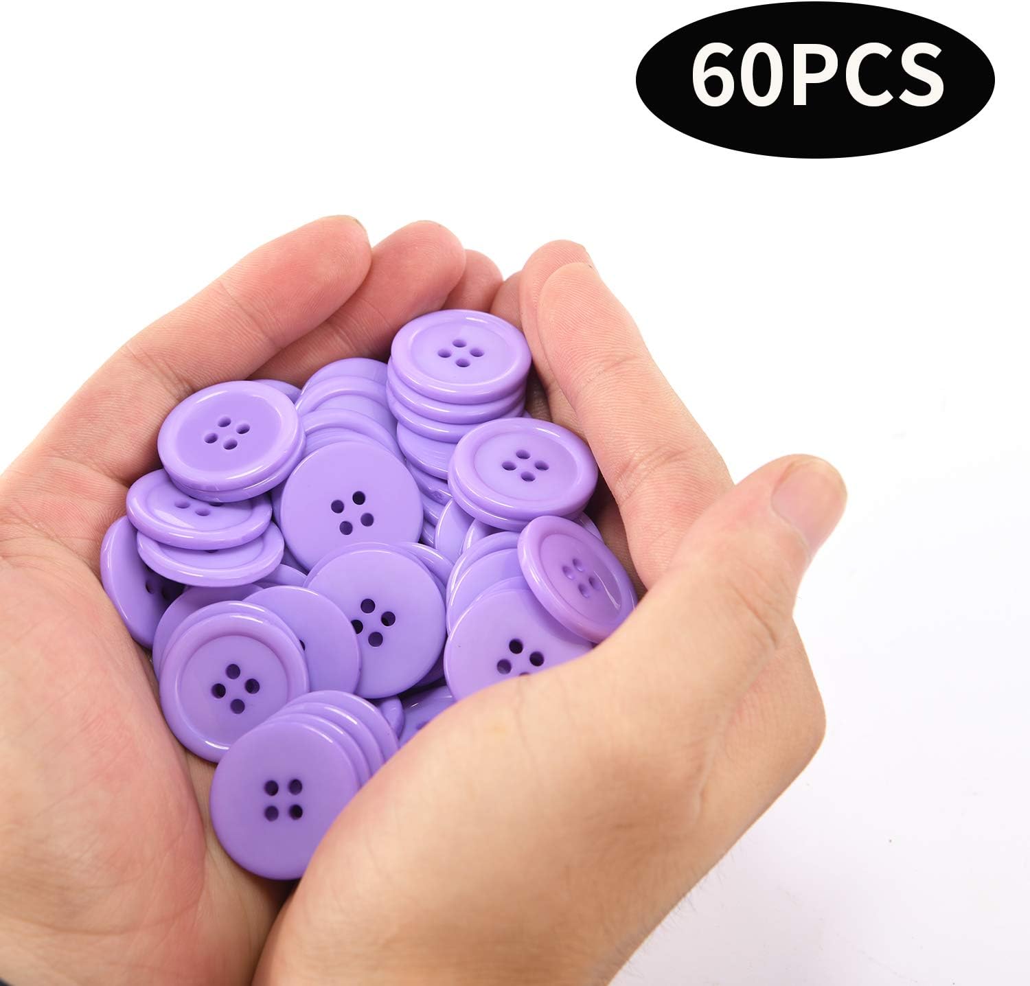 60 Pcs 1 Inch Buttons for Crafts 25mm Sewing Flatback Button Purple Resin Button