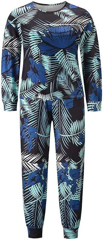 Womens Tie Dye Pajamas Sets Crewneck Long Sleeves Tops and Pants PJ Set Joggers Sleepwear with Pockets