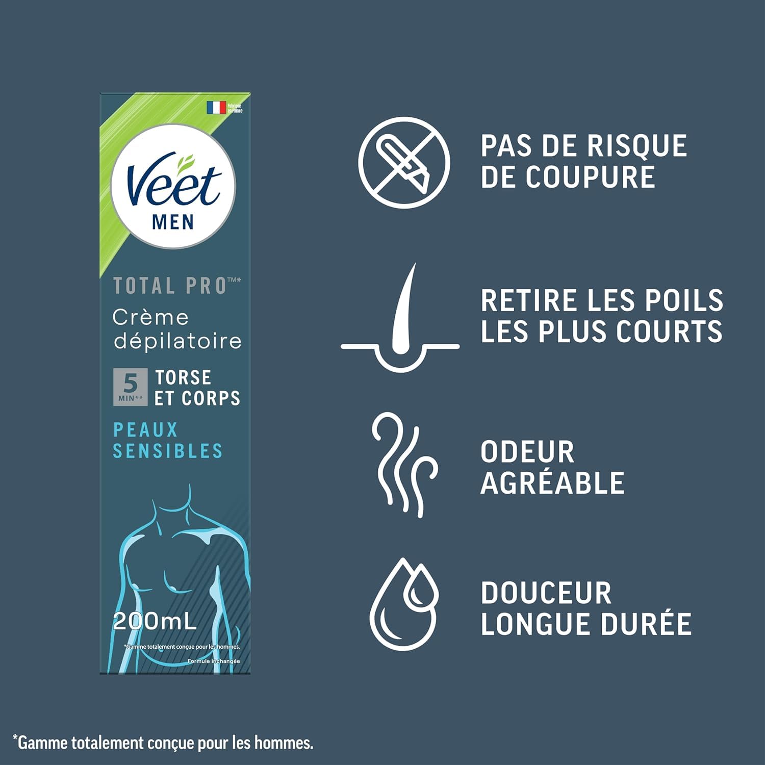 Veet Veet Men Crema Depilatoria da Uomo per Pelli Sensibili 200ml Confezione da 6