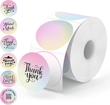 MUNBYN 2 Inch Round Thermal Labels for DIY Logo Design, 750 Sheets/1 Roll