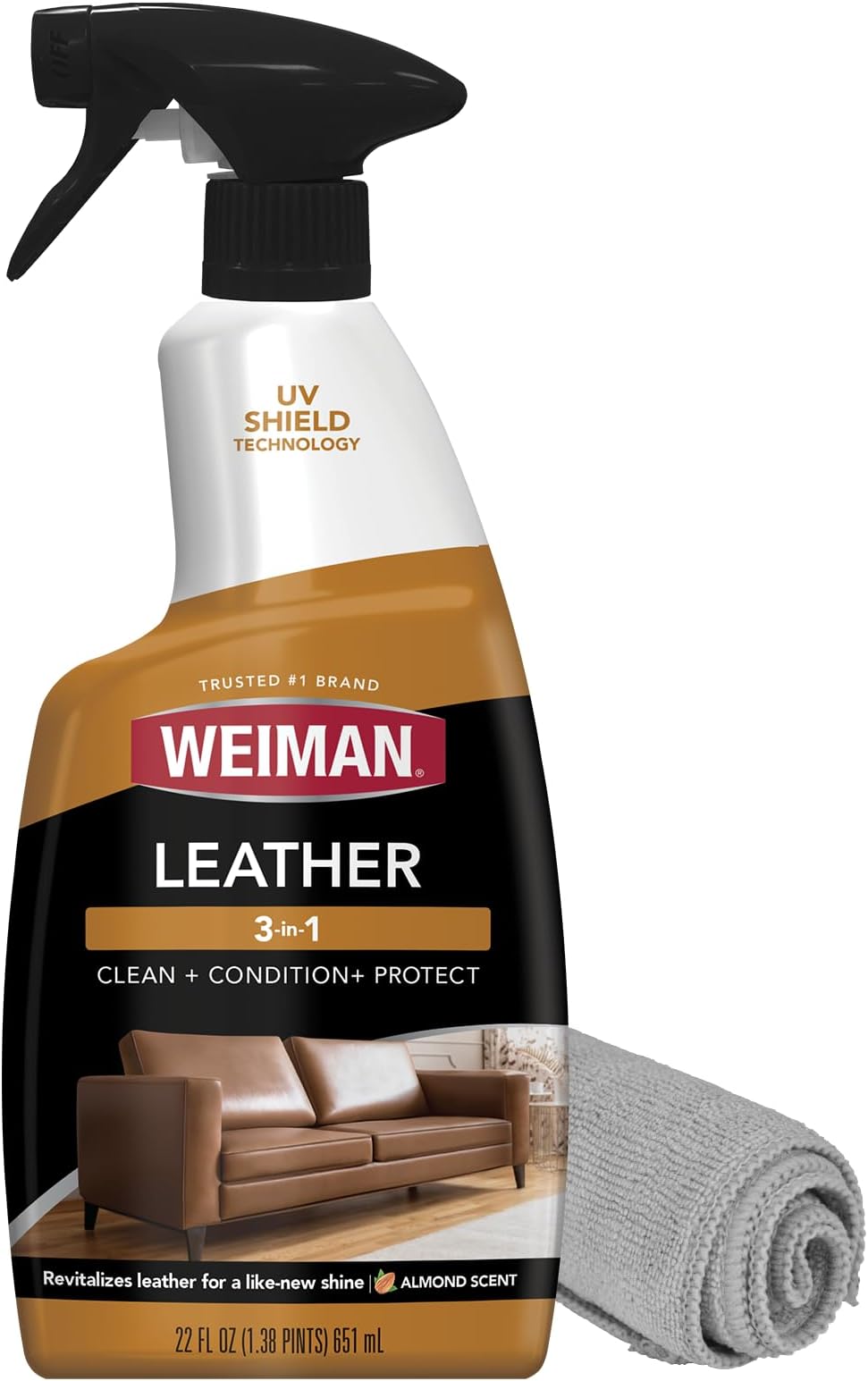 Weiman Leather Cleaner with Microfiber Cloth (22fl. oz)